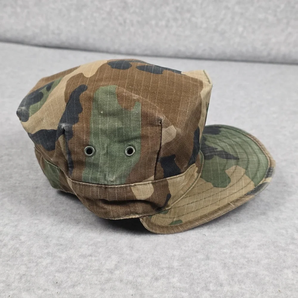 Military Army Woodland Camo Hat Cap Fitted Mens‎ Green Brown Patrol Ripstop
